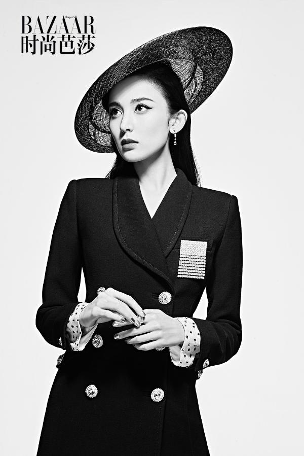 娜扎化身摩登女郎登上《时尚芭莎》封面 复古造型超吸睛