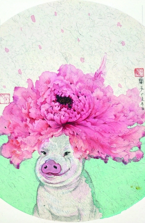 “福猪拱门”书画展献礼己亥新春