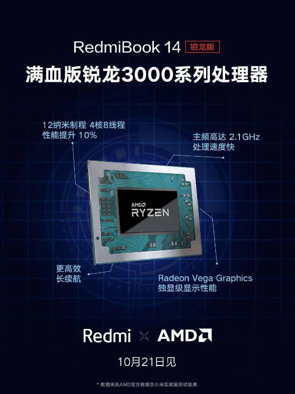 将性价比进行到底：RedmiBook14锐龙版发布，双11尝鲜价仅2999元起