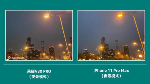 大底+相机矩阵专治黑夜 荣耀V30 PRO对比iPhone丝毫不虚