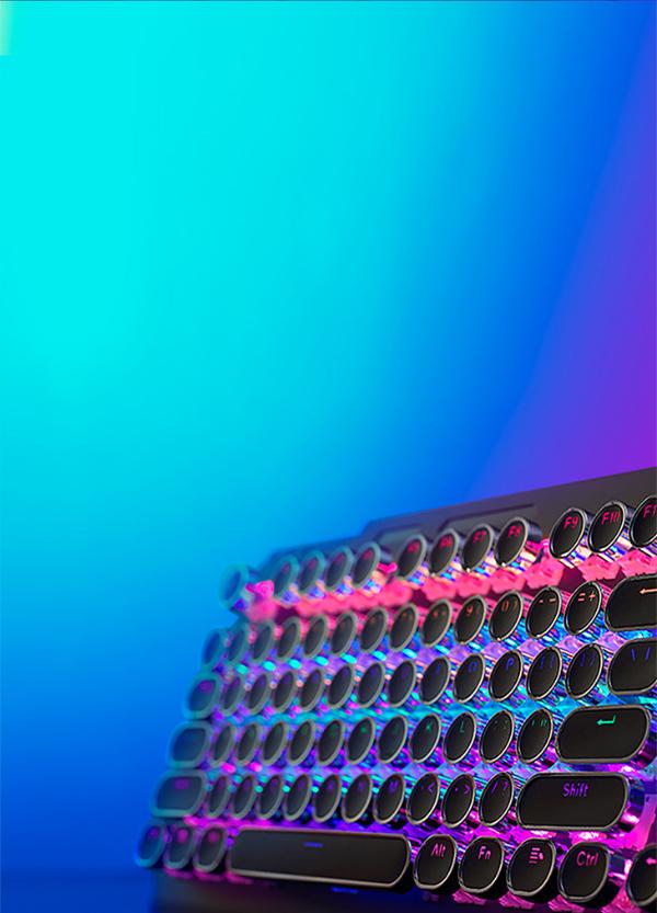 复古靓键 雷柏GK500朋克版混彩背光游戏机械键盘图赏