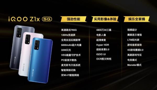 “5G流畅先锋”iQOO Z1x发布：5G入门佳选，售价仅1598元起