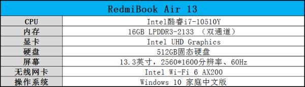 小机身2K屏 RedmiBook Air 13评测