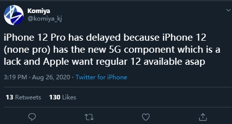 5G基带短缺制约新机生产 iPhone 12 Pro或延期至11月出货