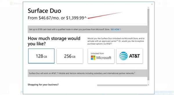 Surface Duo上市 1400美元起