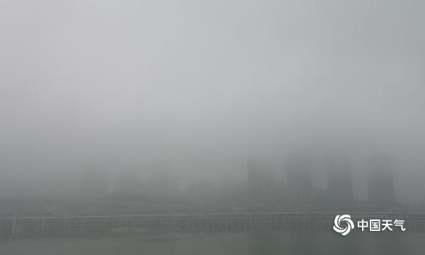 重庆遭遇浓雾袭击 能见度不足百米