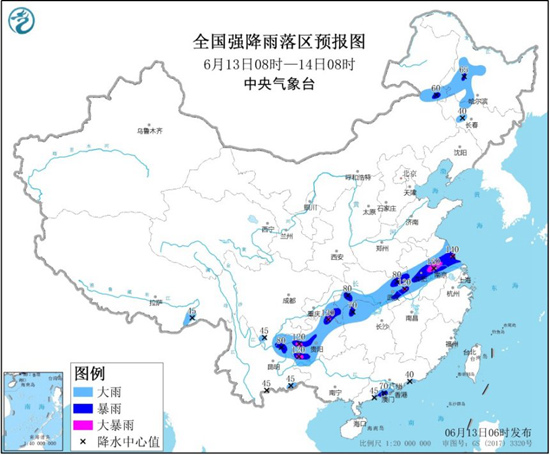 暴雨黄色预警 安徽江苏贵州等地局地有大暴雨