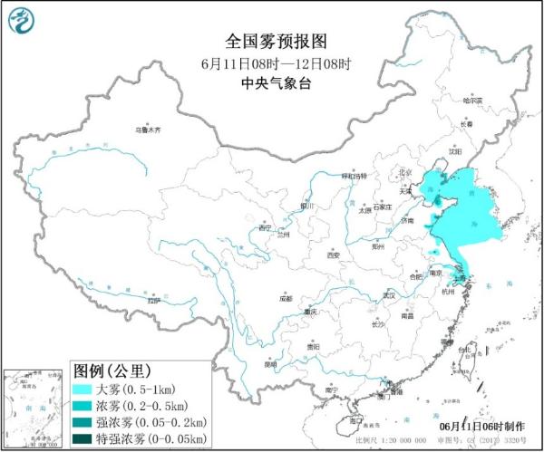 大雾黄色预警 江浙沪等地局地能见度不足500米