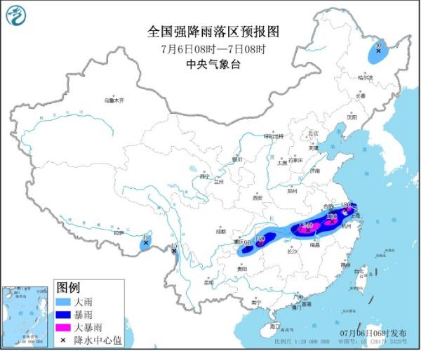 暴雨黄色预警 江苏安徽湖北等地部分地区有大暴雨