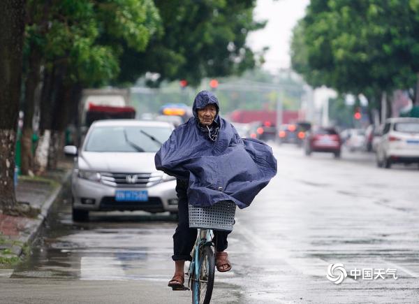 广西钦州“台风雨”来袭 市民风雨中艰难出行