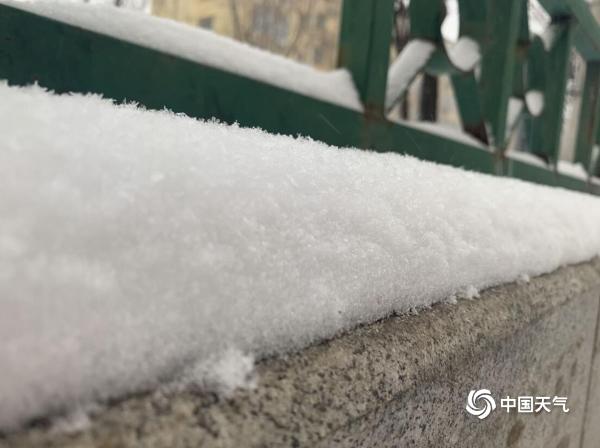 黑龙江佳木斯飘雪 地面一片白茫茫