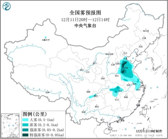 大雾黄色预警：全国8省区有大雾 山东西部局地有强浓雾