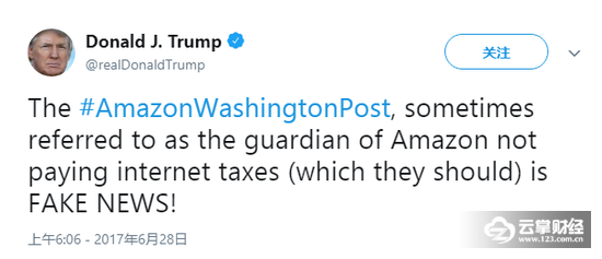 让特朗普不顺眼？亚马逊市值蒸发530亿美元，只因他一句话