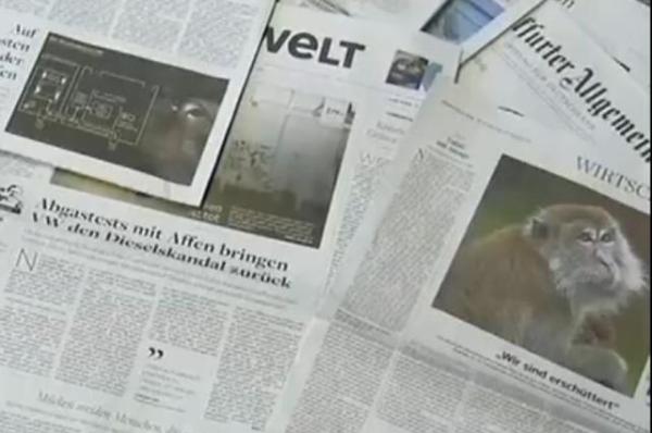 大众用猴子测尾气&nbsp;道德沦丧引人反感