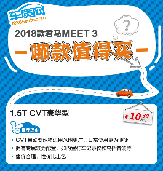 推荐CVT豪华型 君马MEET 3购车指南