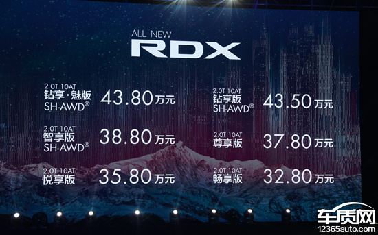 广汽讴歌RDX正式上市 售价32.8-43.8万元