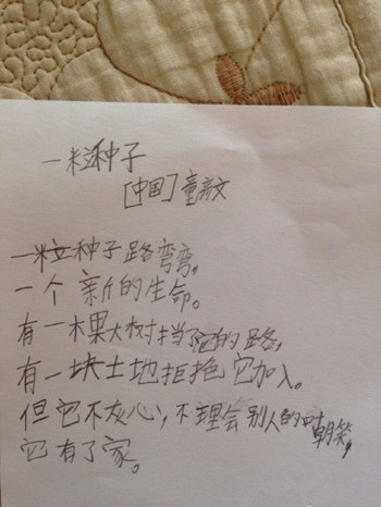 【儿子】妈妈把儿子的诗发到网上 瞬间爆红网络