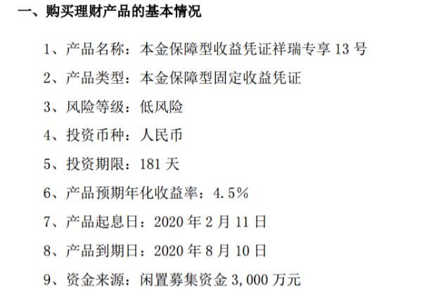 绿康生化运用3000万闲置资金购买理财产品