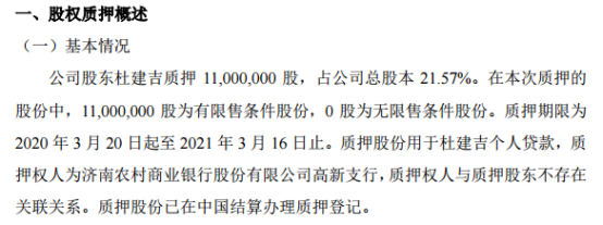 同智科技控股股东杜建吉质押1100万股 用于个人贷款