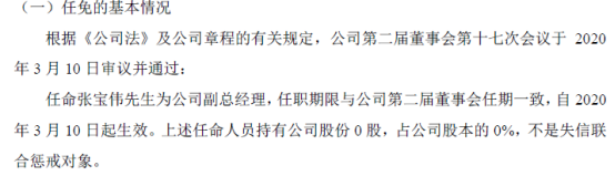 山东环保副总经理辞职 张宝伟接任