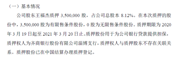 得普达控股东王福杰质押350万股 用于银行贷款提供担保