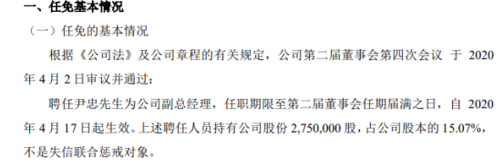 龙腾佳讯聘任尹忠为副总经理 持有公司15.07%股份