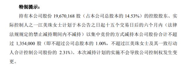 星云股份股东江美珠拟减持股份 预计减持不超总股本1%