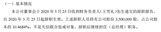 美亚高新财务负责人王雪礼辞职 持有公司10.47%股份