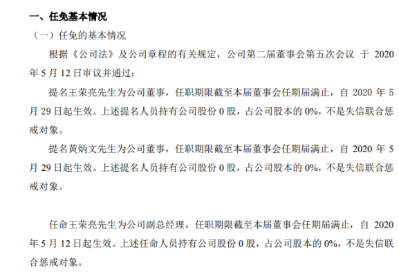 华夏金刚任命王荣亮为副总经理 不持有公司股份