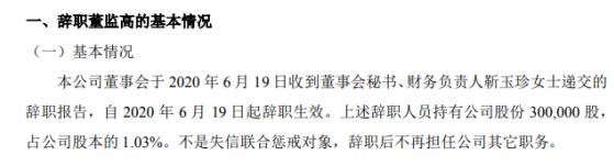 兴汉网际财务负责人靳玉珍辞职 持有公司1.03%股份