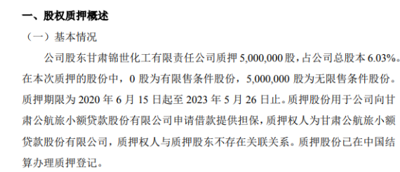 华瑞农业股东质押500万股 用于为申请借款提供担保