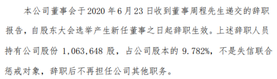 青游股份副总经理周程辞职 持有公司9.78%股份