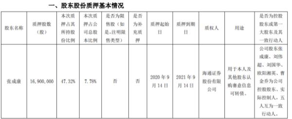 赛意信息股东张成康质押1690万股 用于本人及其他股东认购赛意信息可转债