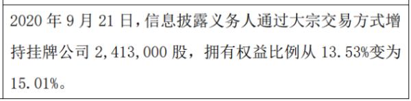 宁波公运4名股东合计增持241.3万股 权益变动后持股比例合计为15.01%