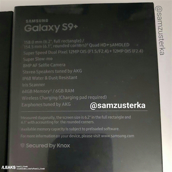 三星新旗舰S9+包装盒泄露：相机逆天
