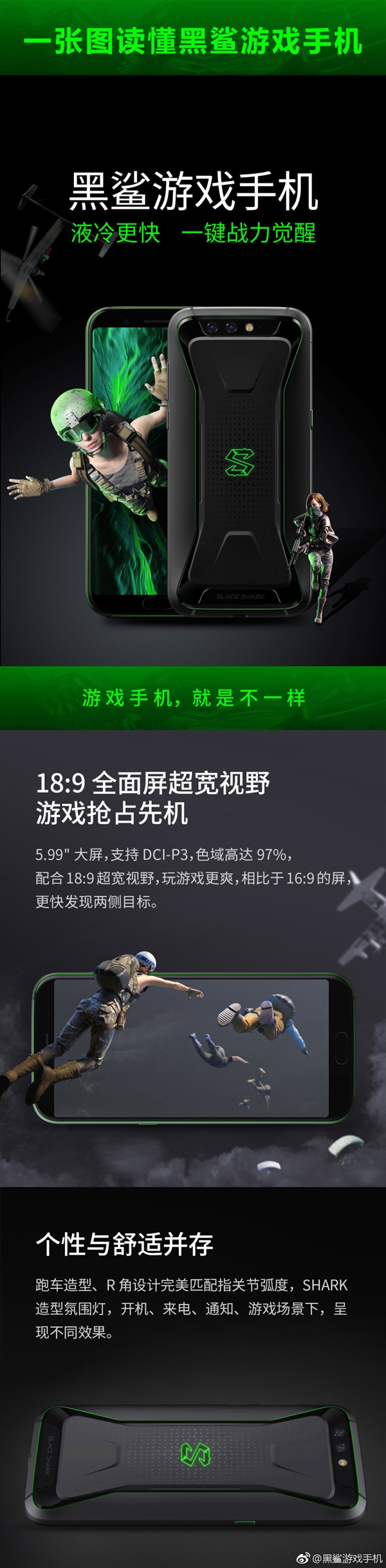 骁龙845加持！一图读懂黑鲨游戏手机：2999元起