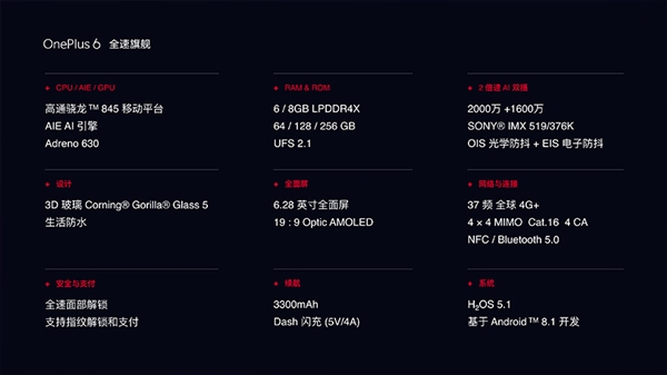 3199元起！骁龙845全速旗舰一加6发布：全面屏+双玻璃
