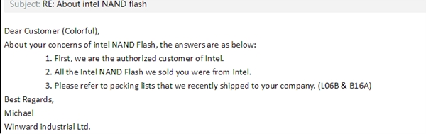 七彩虹晒采购合同回应SSD颗粒质疑：确系来自Intel原厂