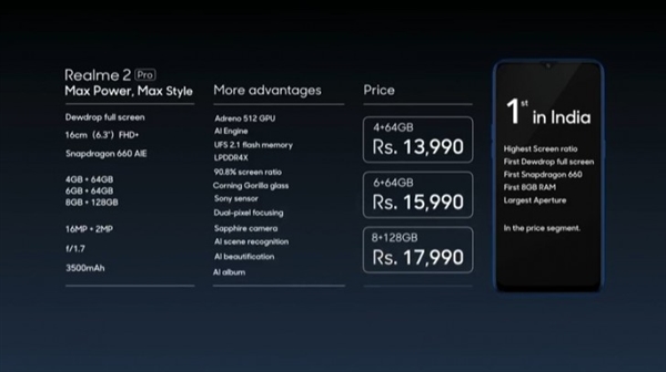 Realme 2 Pro发布：8G内存加持 1700元