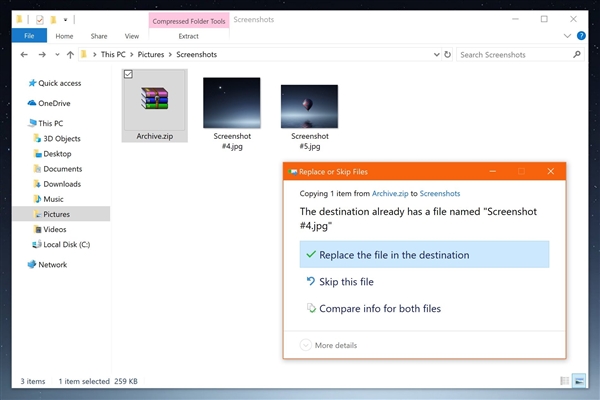 Win10 v1809现新槽点：解压zip会自动覆盖同名文件