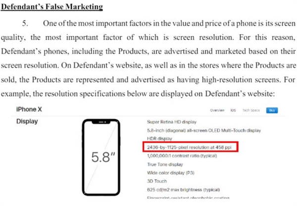 苹果无奈：美国用户起诉iPhone X尺寸和像素造假