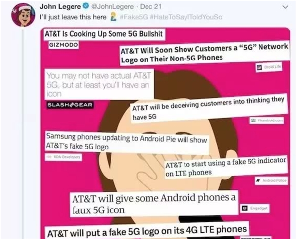 AT&T将在手机上显示“5G E”图标：假装自己是5G