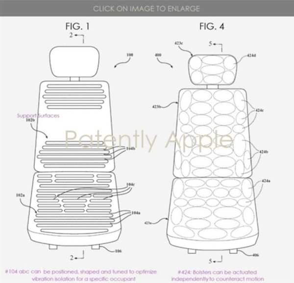 可消除颠簸/震动 苹果获汽车座椅系统专利