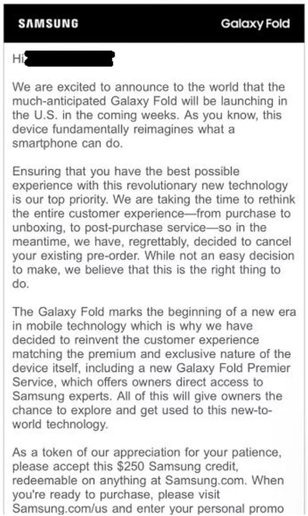 三星Galaxy Fold北美订单悉数被砍：5G版取消