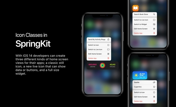 【iOS】iOS 14桌面小工具演示：三种风格类型、可自由拖动