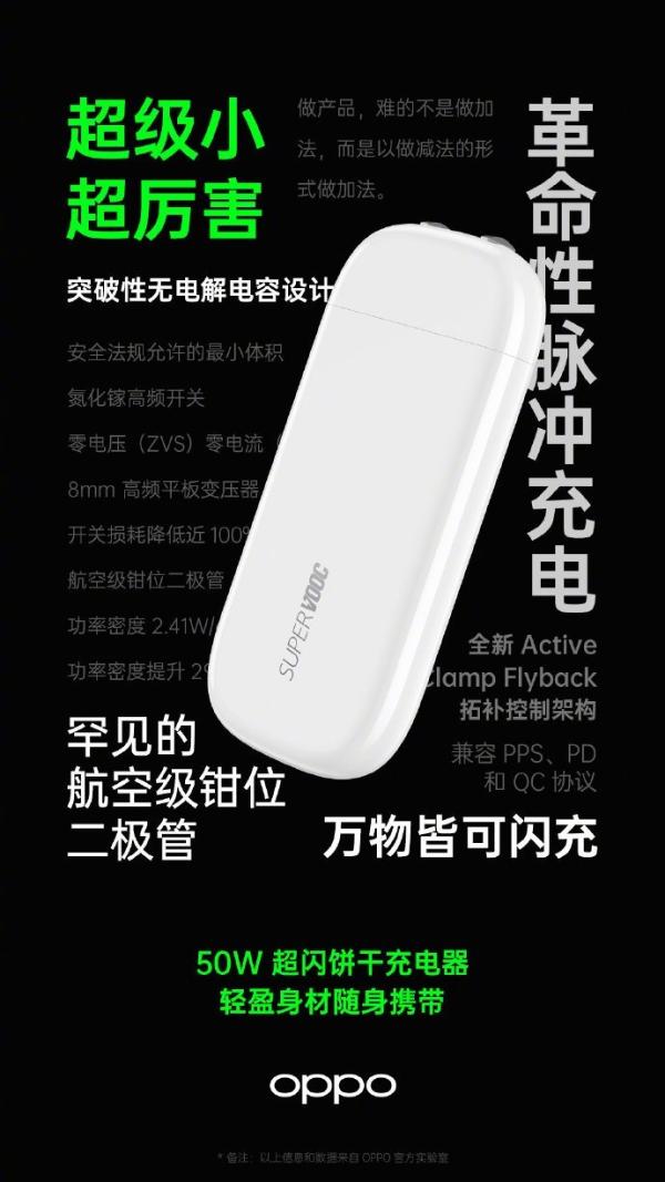 OPPO 50W饼干充电器开卖定了：厚度只有1厘米