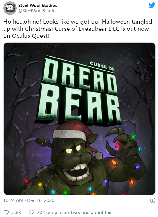 VR恐怖游戏「玩具熊的五夜后宫：救命」“弗雷迪的诅咒”DLC上线Oculus Quest