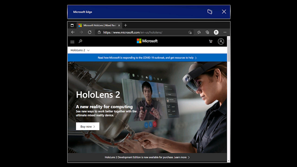 微软HoloLens 2操作系统预览版新增Edge浏览器以及滑动键盘功能