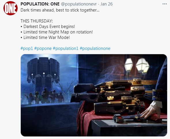 VR“吃鸡”游戏「Population: One」已开启“Darkest Days”活动