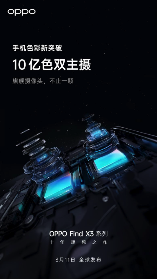 10亿色双主摄 OPPO Find X3搭载两颗旗舰级传感器